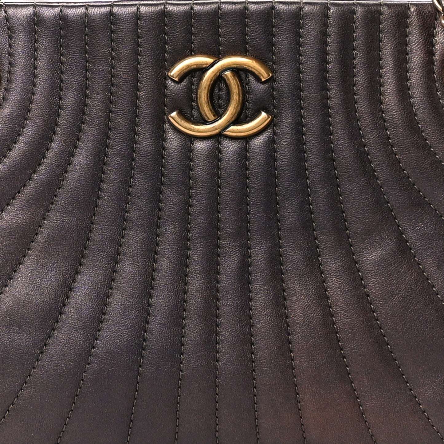 Metallic Lambskin Paris Shanghai Quilted Tote Kahki