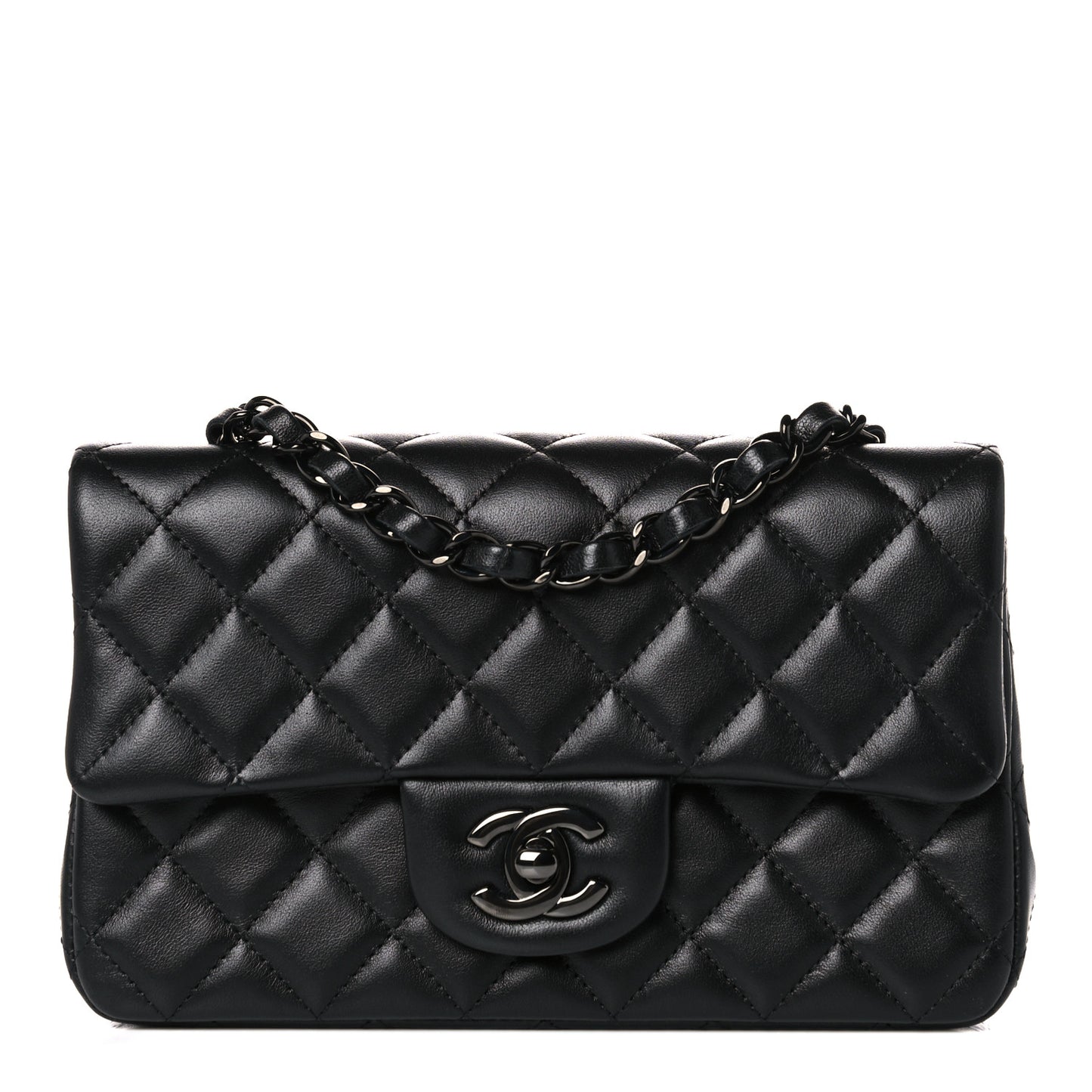 Lambskin Quilted Mini Rectangular Flap So Black