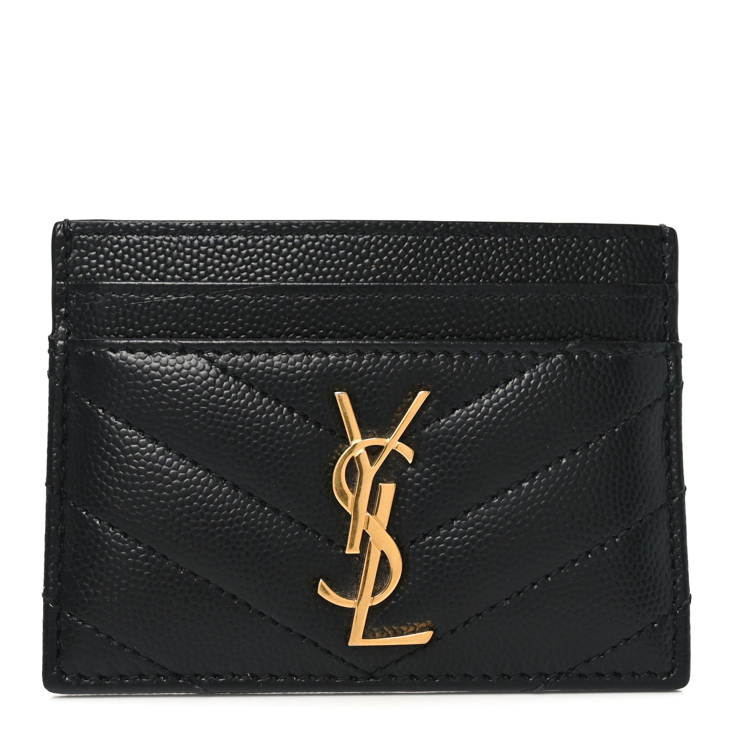 Grain De Poudre Matelasse Chevron Cassandre Credit Card Case Black