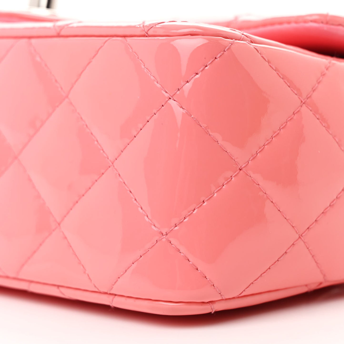 Patent Calfskin Quilted Mini Rectangular Flap Pink