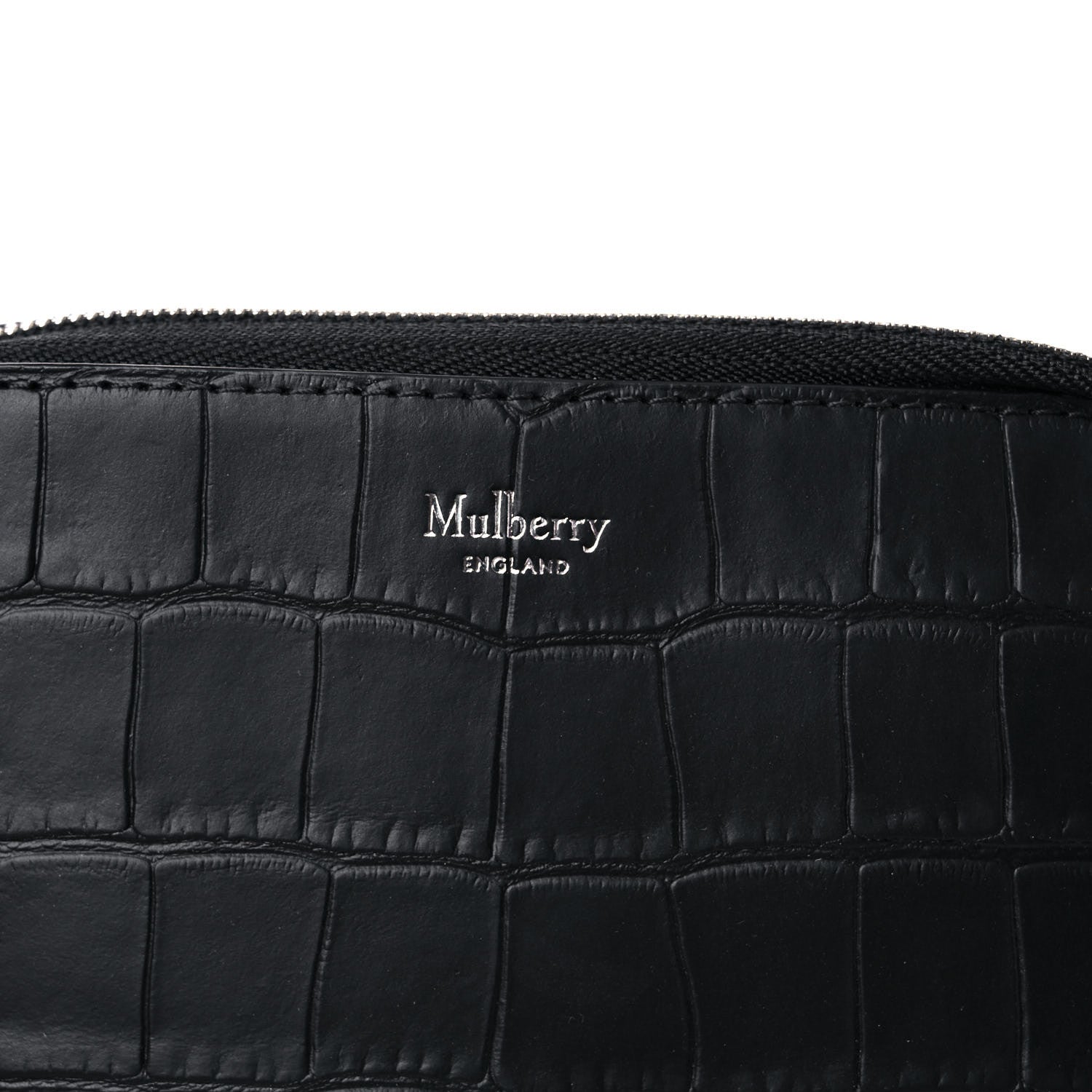 Mulberry Crocodile Embossed Calfskin Cosmetic Pouch Black 13 of 14