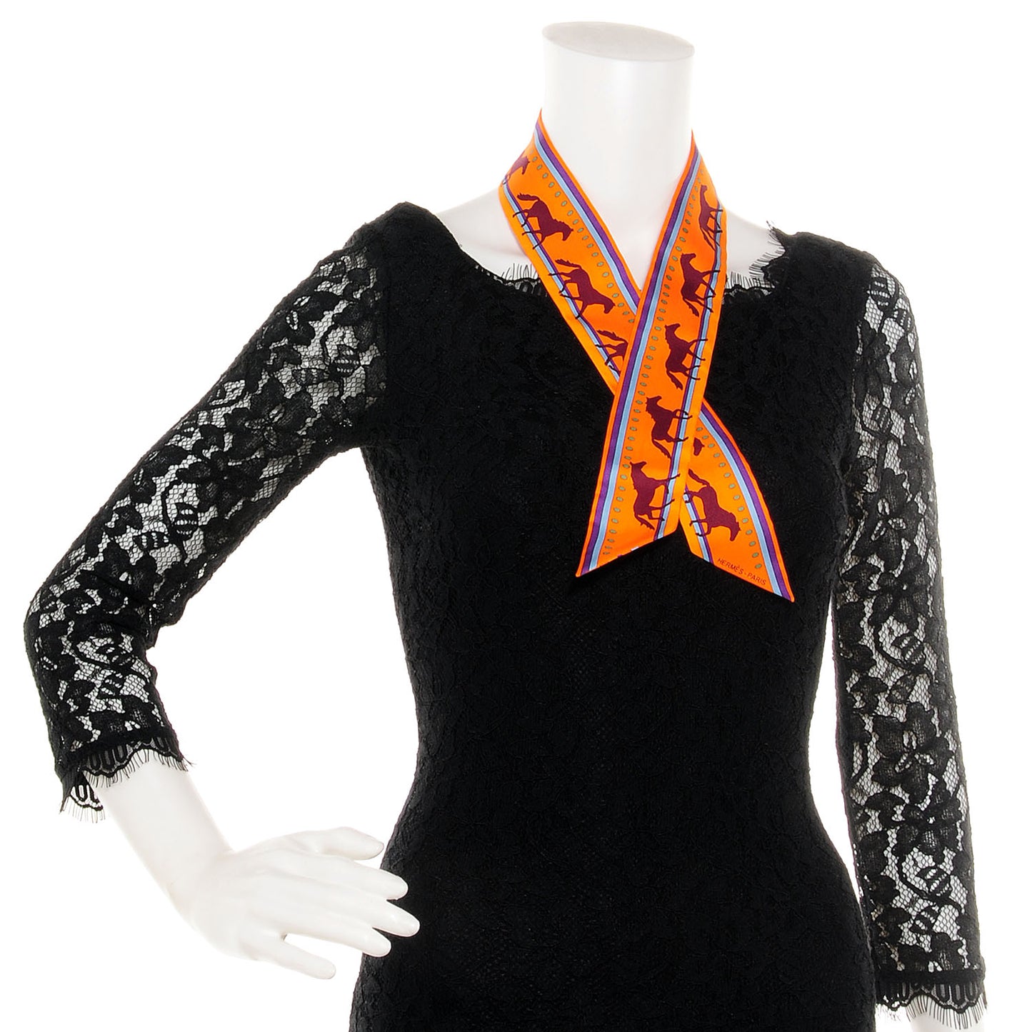 HERMES Silk Sequences Twilly Orange Violet Ciel