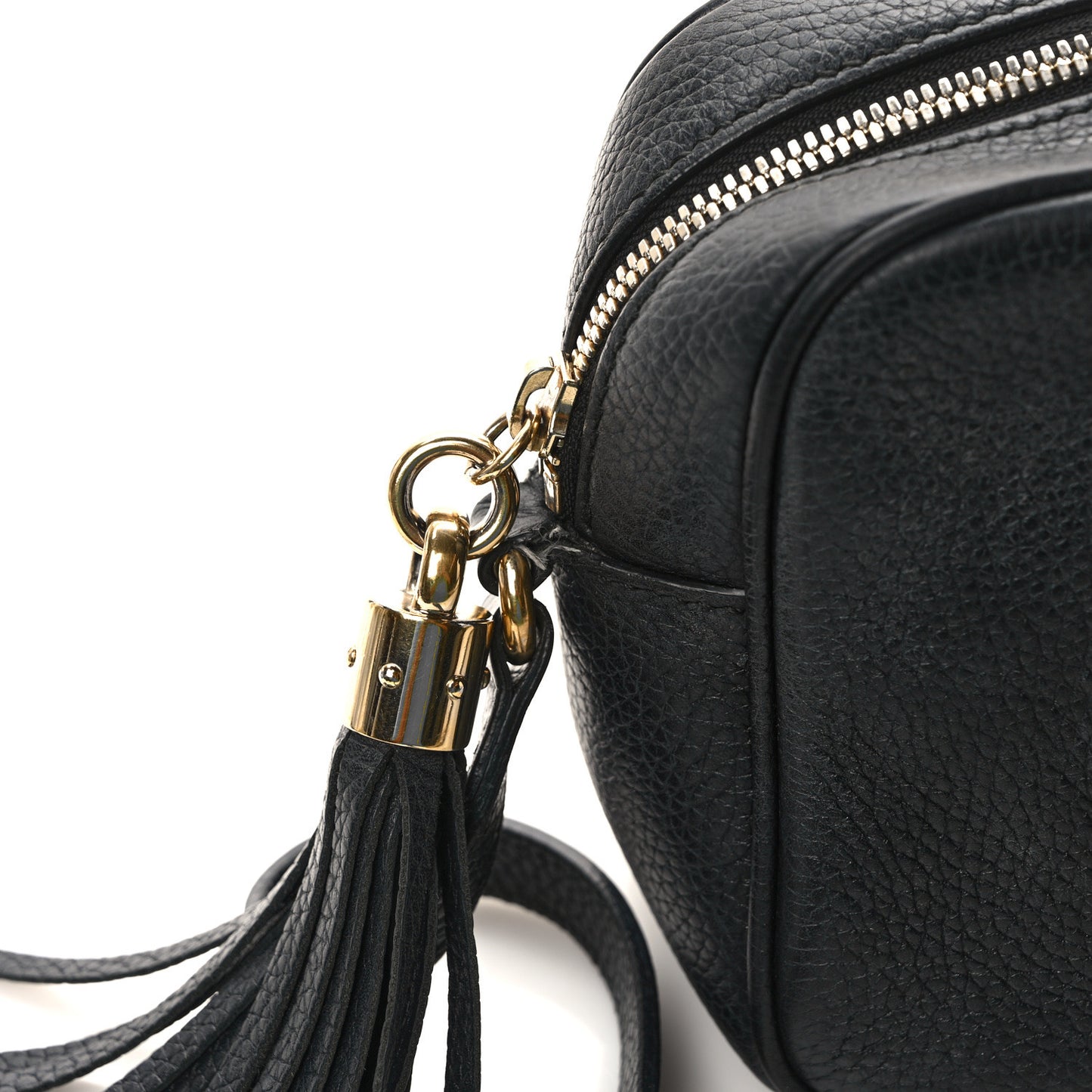 Pebbled Calfskin Small Soho Disco Bag Black