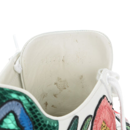Gucci Calfskin Web Floral Embroidered Ace Sneakers 39.5 White 9 of 10