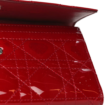 Christian Dior Patent Cannage Rendezvous Chain Wallet Red 12 of 16