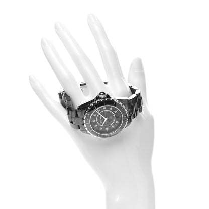 Chanel Stainless Steel Ceramic Diamond 38mm J12 Quartz Watch Black 2 of 5