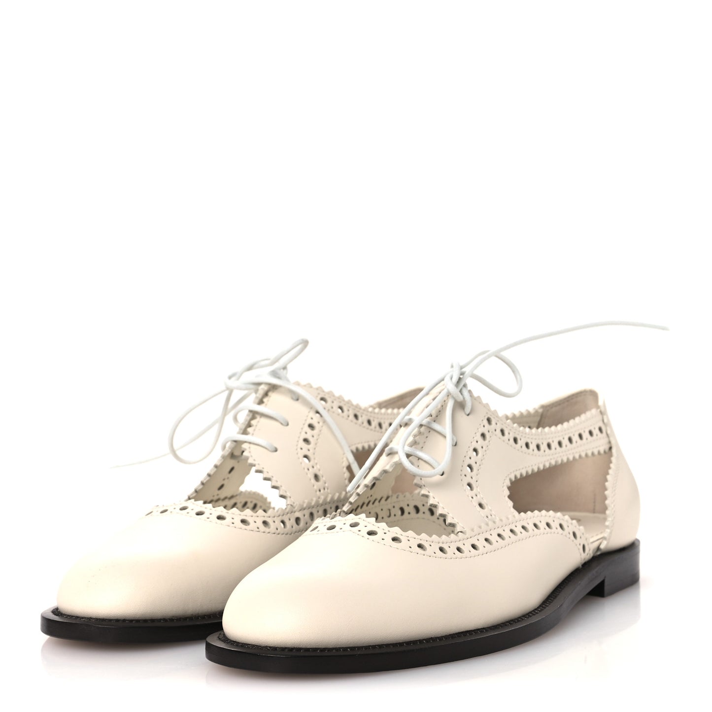 Calfskin Cut Out Teddy-D Oxford Flats 36 Off White