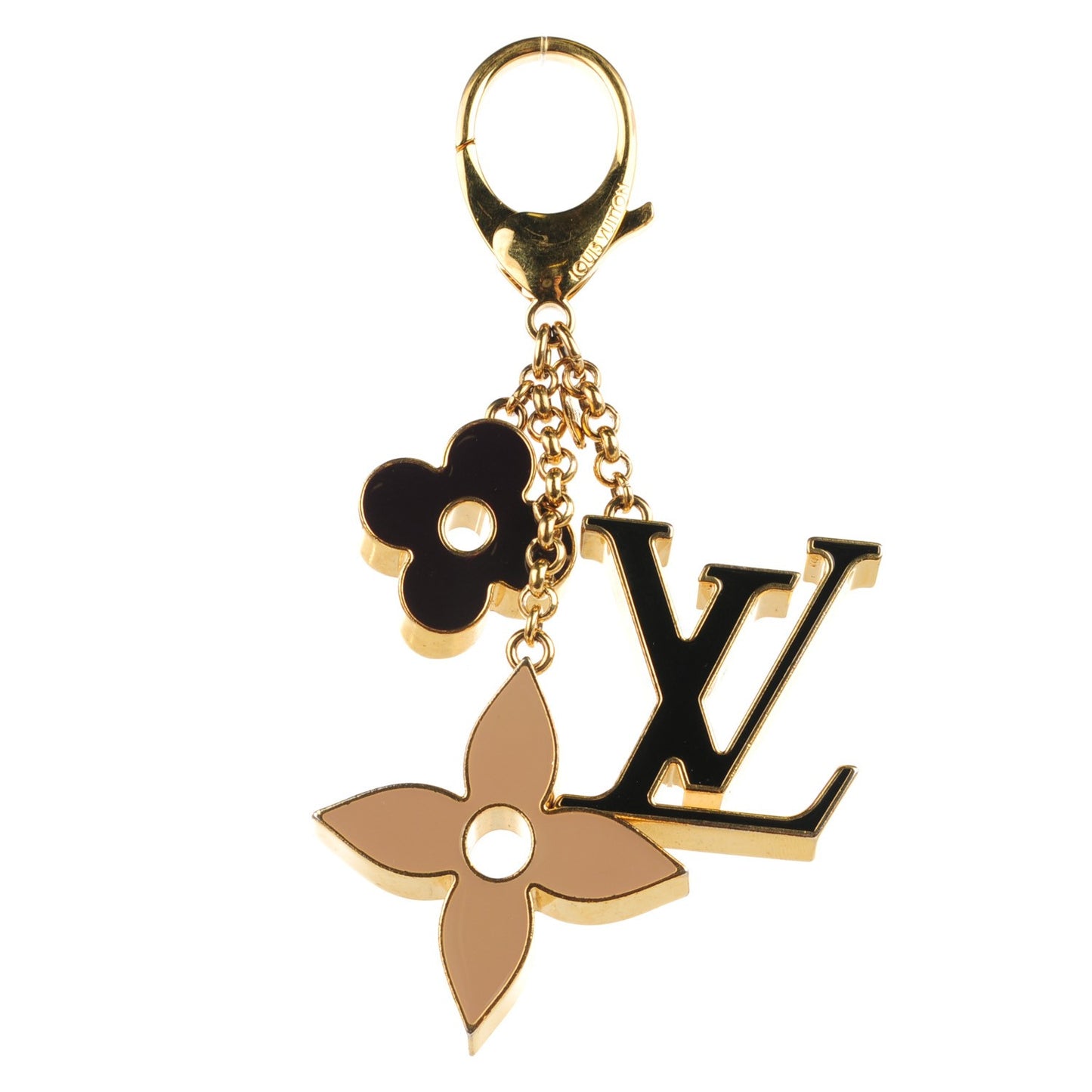 Fleur De Monogram Bag Charm Dore