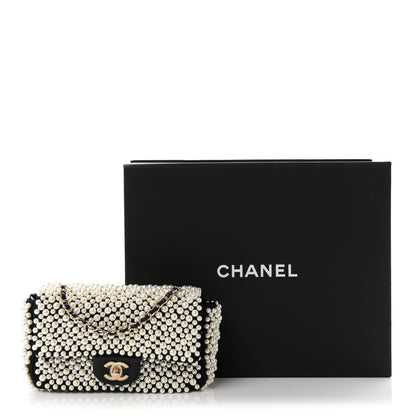 Chanel Satin Lambskin Pearl On Flap Black 10 of 10