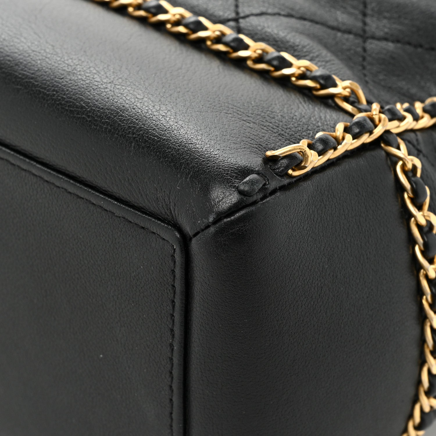Chanel Calfskin Quilted Chain Lines Shopping Tote Black 15 of 15