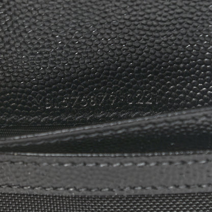 Saint Laurent Grain De Poudre Matelasse Chevron Monogram Zipped Card Case Black 7 of 7