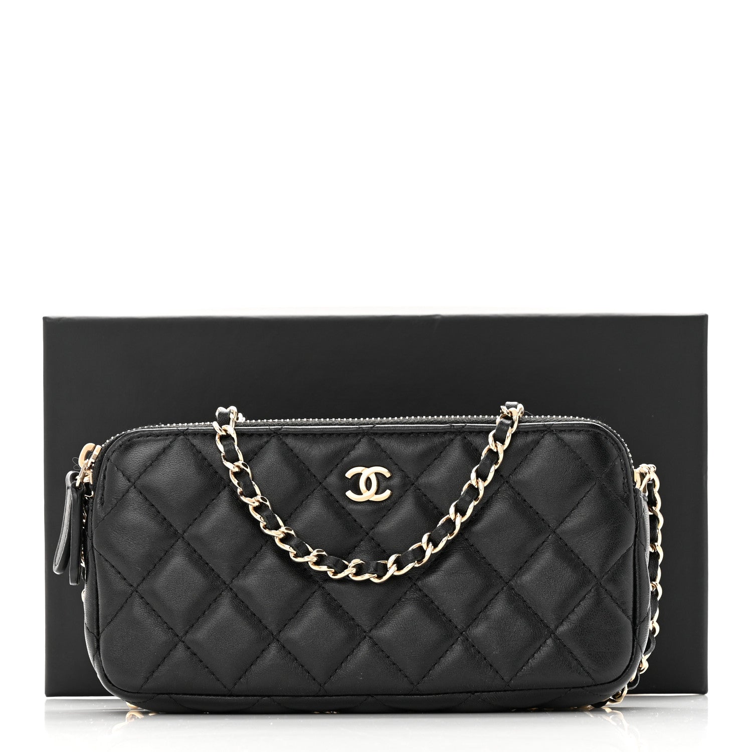 Chanel Lambskin Quilted Small Clutch With Chain Black 13 of 13