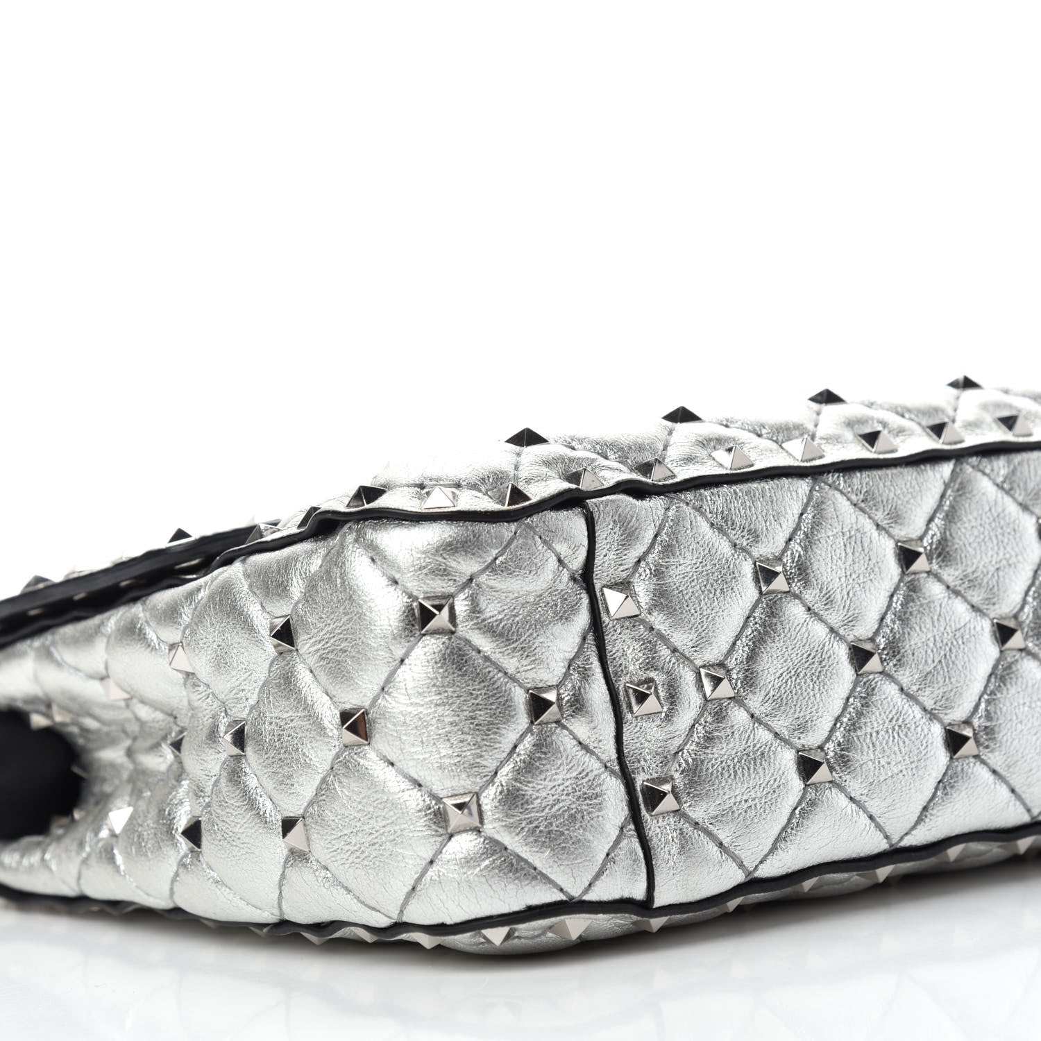 Valentino Garavani Metallic Nappa Medium Rockstud Spike Shoulder Bag Silver 6 of 9