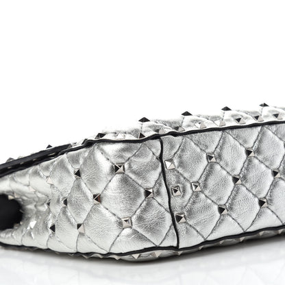 Valentino Garavani Metallic Nappa Medium Rockstud Spike Shoulder Bag Silver 6 of 9
