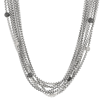 David Yurman Sterling Silver Black Diamond Box Chain Eight Strand Necklace 1 of 5