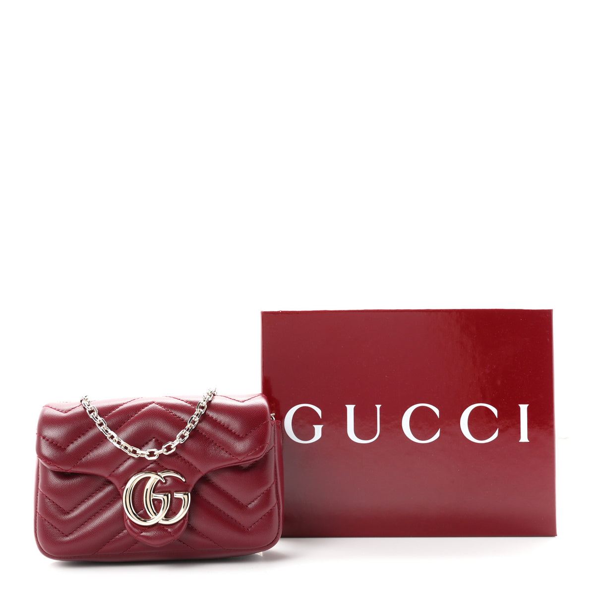 Lambskin Matelasse Mini GG Marmont Shoulder Bag Rosso Ancora