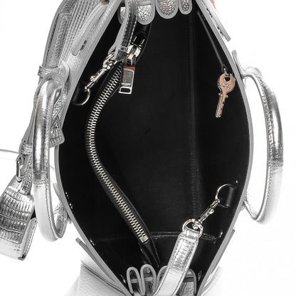 Saint Laurent Metallic Lizard Calfskin Embossed Baby Sac De Jour Argento Nero 5 of 6