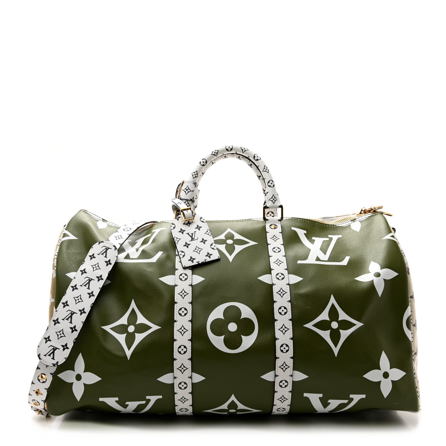 Louis Vuitton Monogram Giant Keepall Bandouliere 50 Kaki Beige 1 of 14