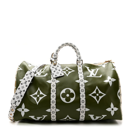Louis Vuitton Monogram Giant Keepall Bandouliere 50 Kaki Beige 1 of 14