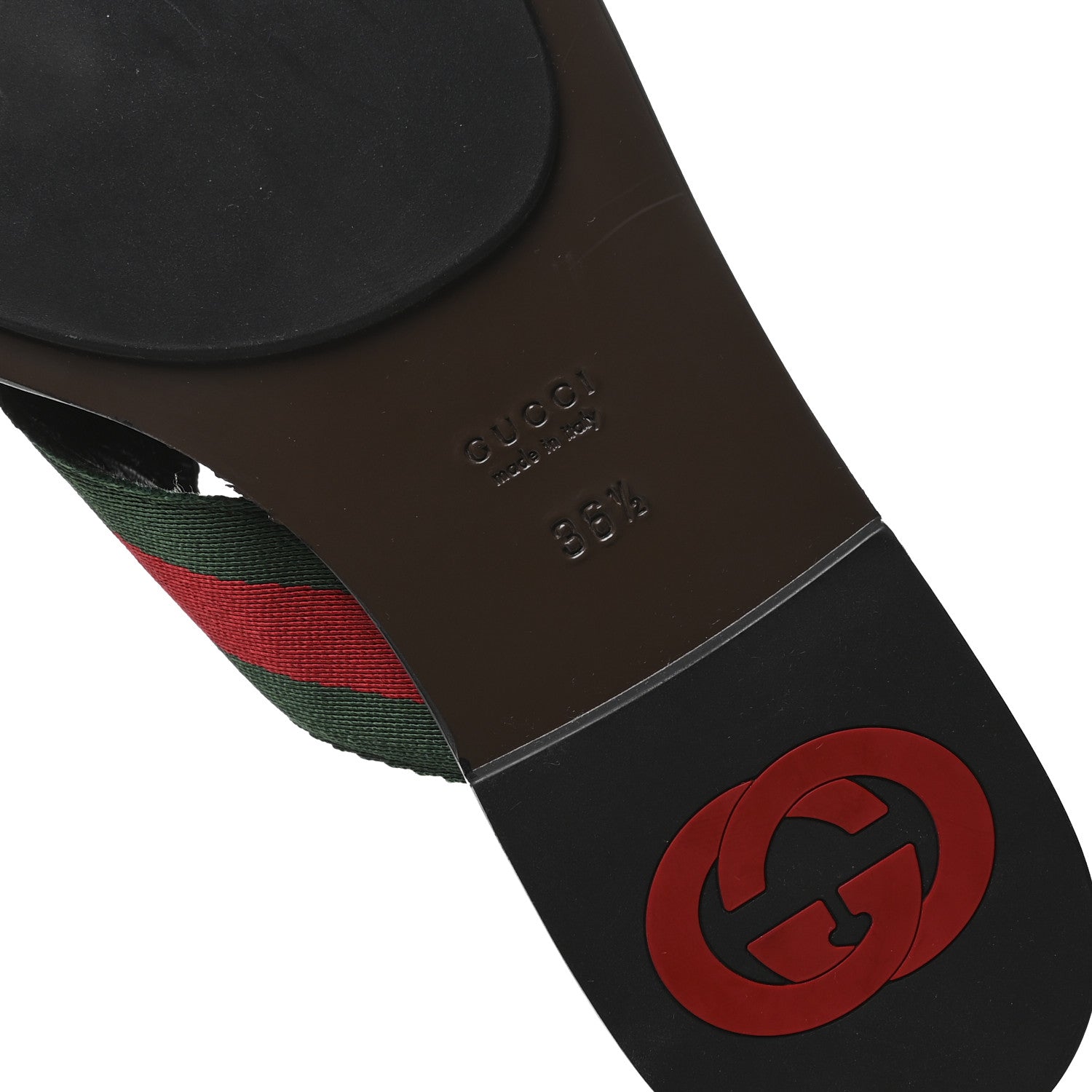 Gucci Nylon Calfskin Web GG Monogram Womens Thong Sandals 36.5 Green Red Cocoa 7 of 8