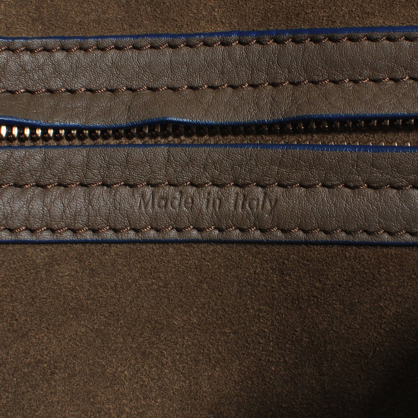 Smooth Calfskin Medium Phantom Luggage Khaki Cobalt Trim