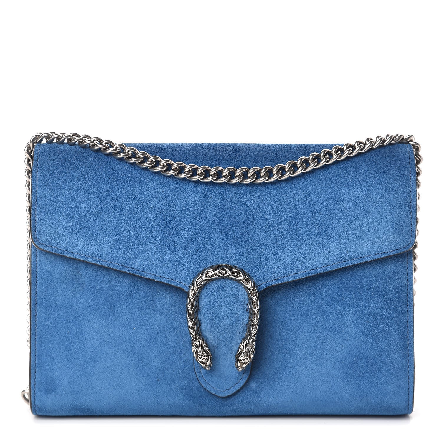 Gucci Suede Mini Dionysus Chain Wallet Blue 1 of 13