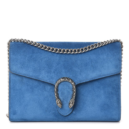 Gucci Suede Mini Dionysus Chain Wallet Blue 1 of 13