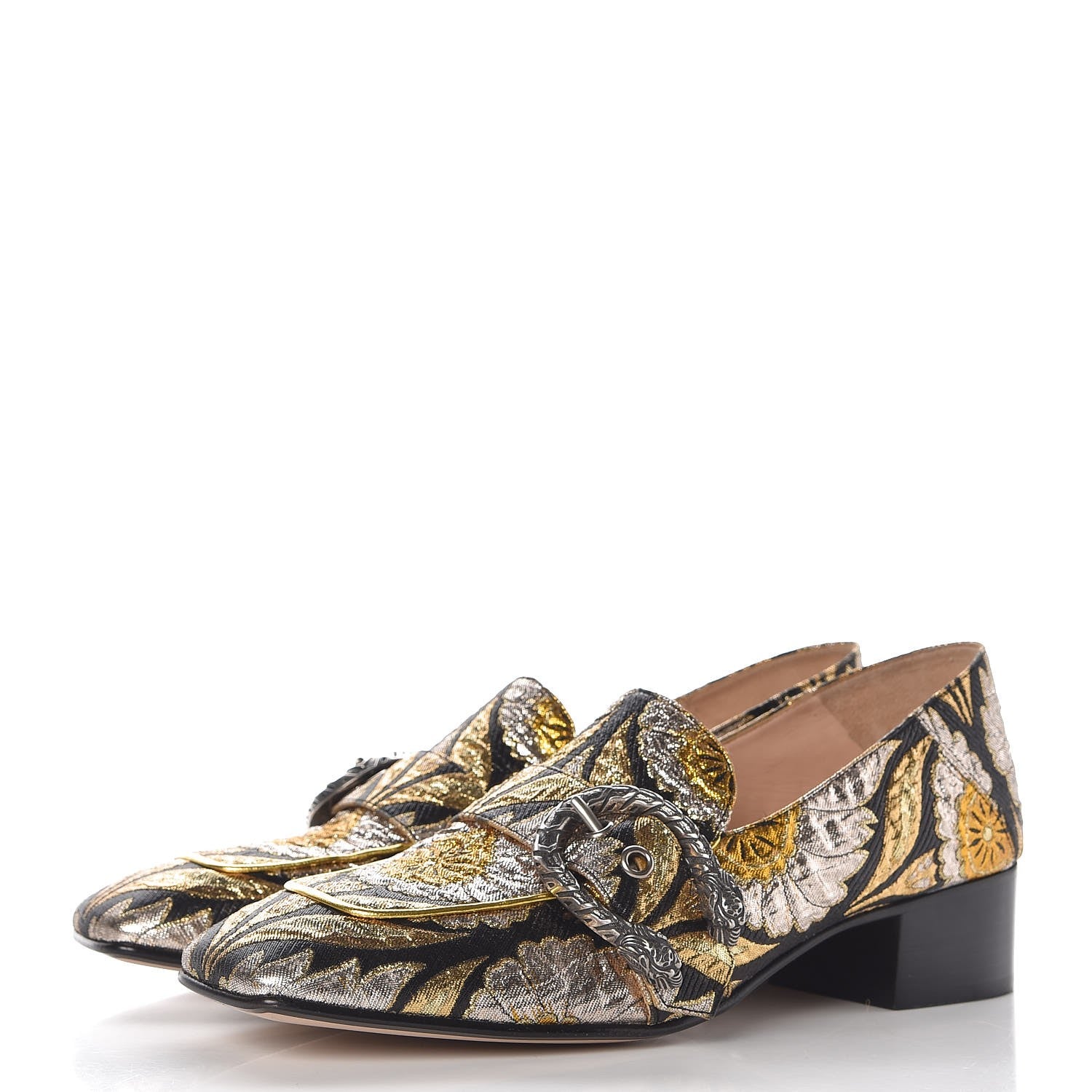 Gucci Brocade Floral Jacquard Dionysus Loafers 39.5 Black 3 of 8