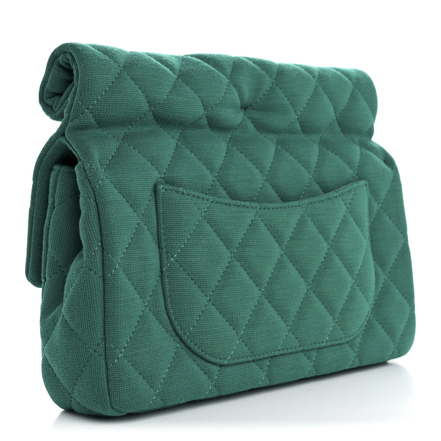 Wool Jersey Quilted Flap Clutch Green