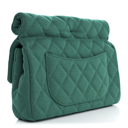 Chanel Wool Jersey Quilted Flap Clutch Green 3 of 7