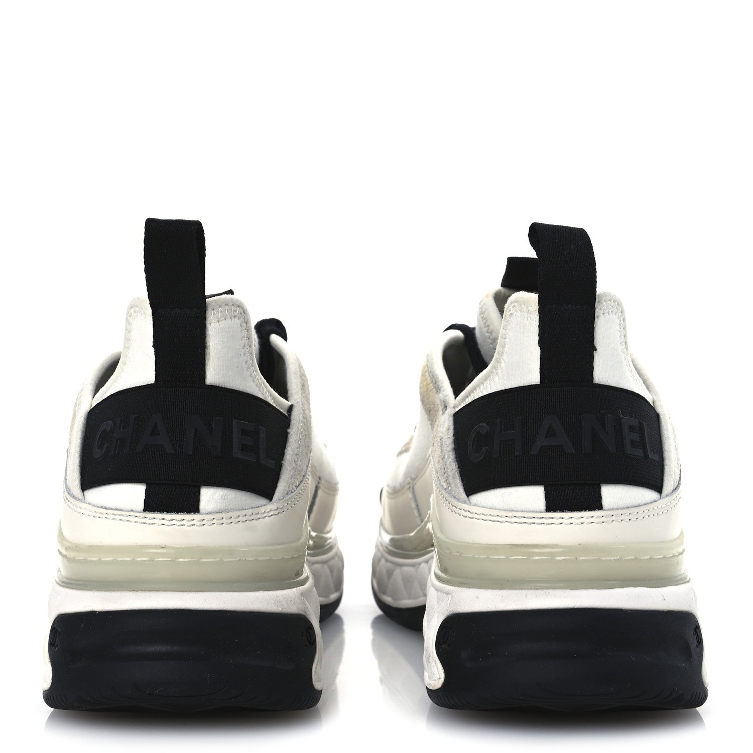 Chanel Velvet Calfskin Mixed Fibers CC Sneakers 37 Ivory Black 6 of 14