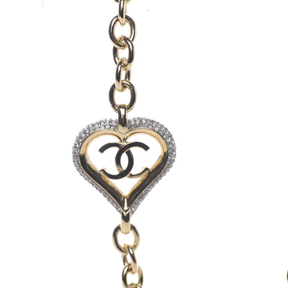 Chanel Crystal CC Chain Heart Necklace Gold 7 of 9