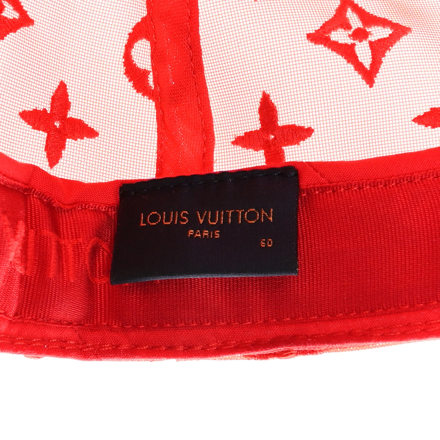 Louis Vuitton Mesh Embroidered Everyday LV Cap 60 Red 1418876