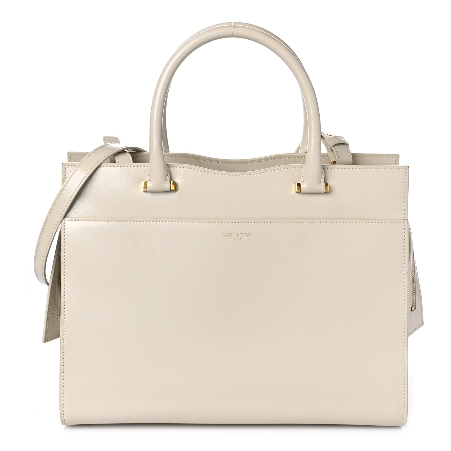 Shiny Calfskin Medium Uptown Tote White