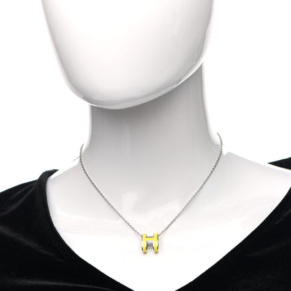 Hermes Lacquered Palladium Pop H Pendant Necklace Jaune Mimosa 2 of 6