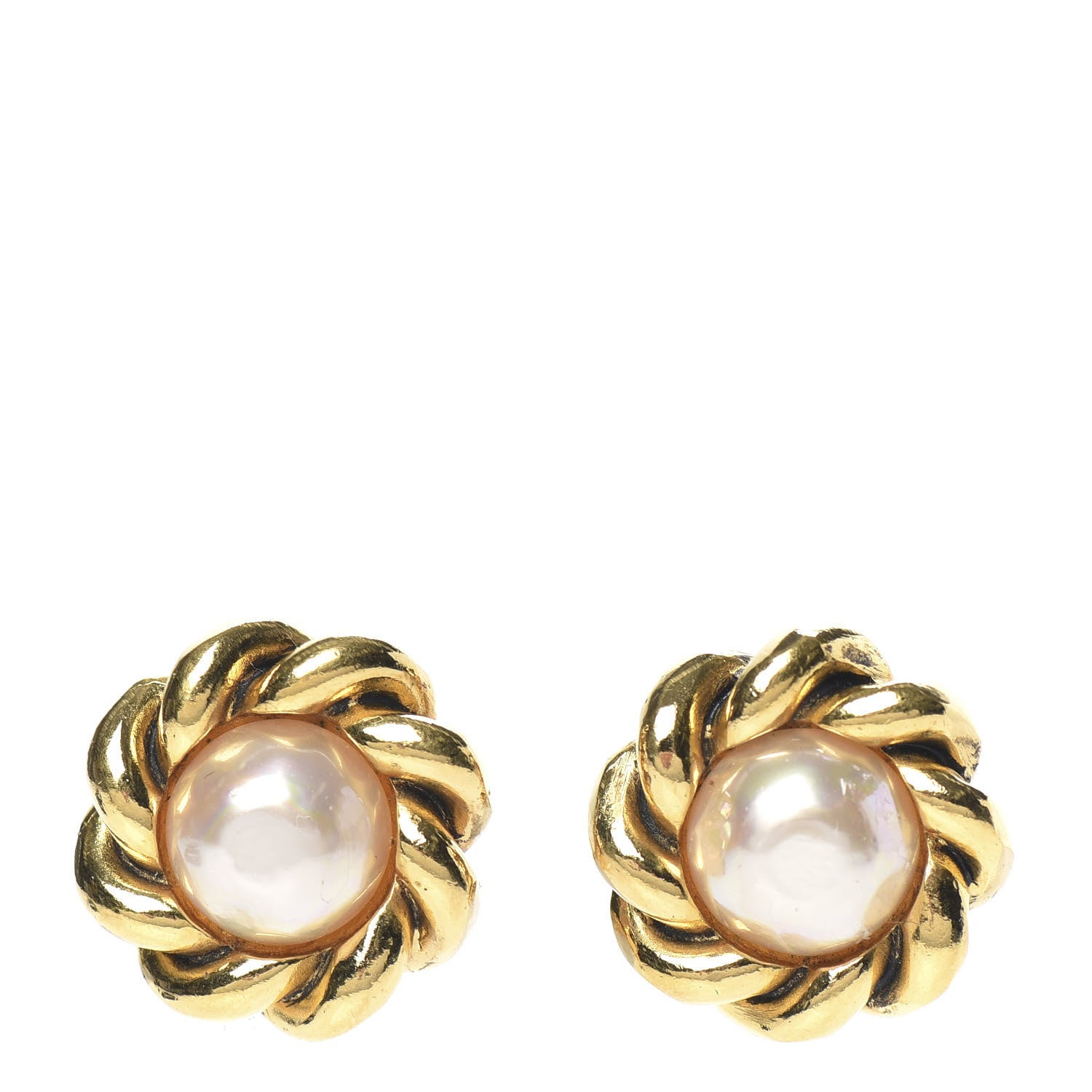 Chanel Pearl Clip On Earrings Gold 1 of 5