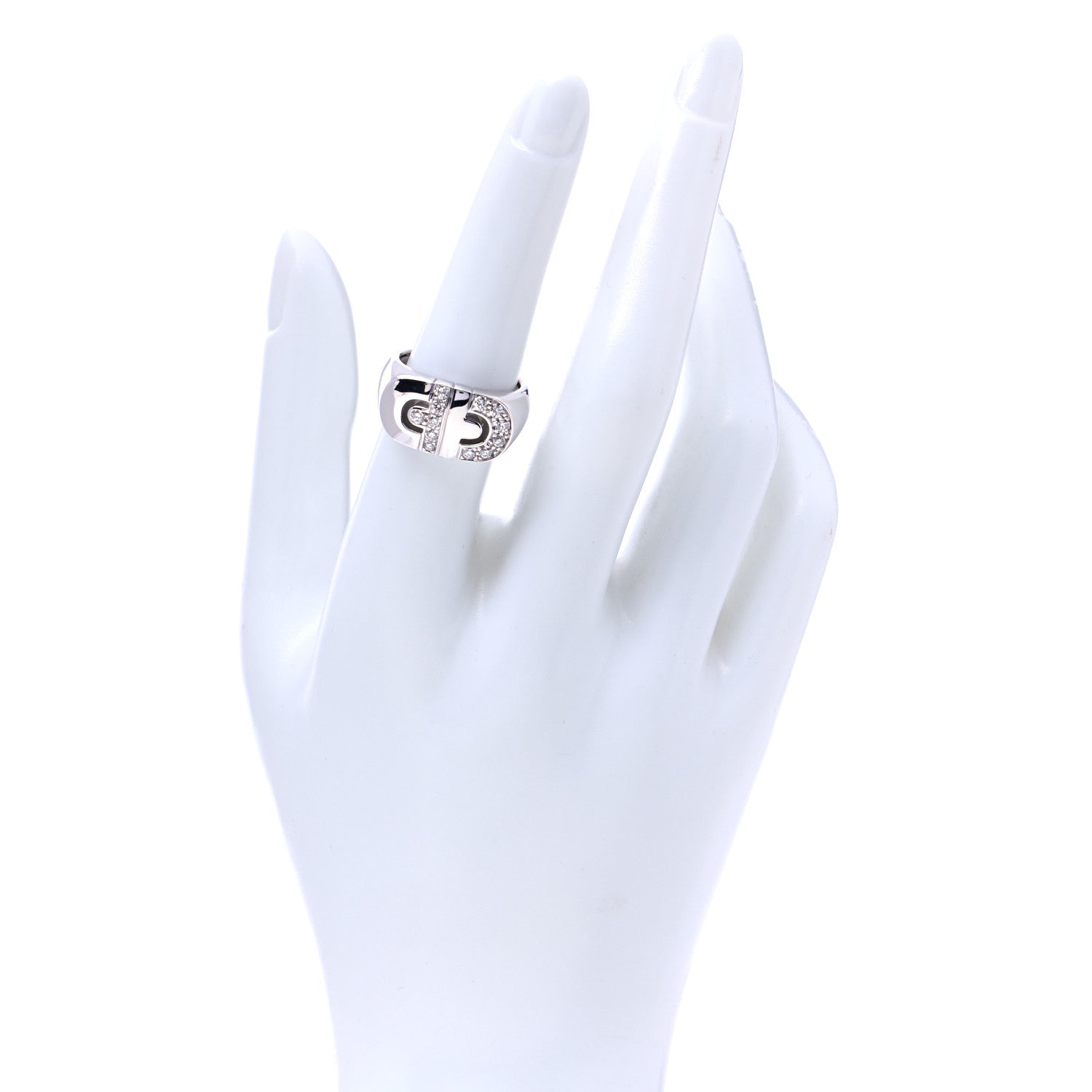 Bulgari 18K White Gold Diamond Parentesi Ring 54 6.75 2 of 7
