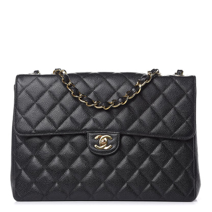 Chanel Caviar Quilted Jumbo Single Flap Black 1 of 13