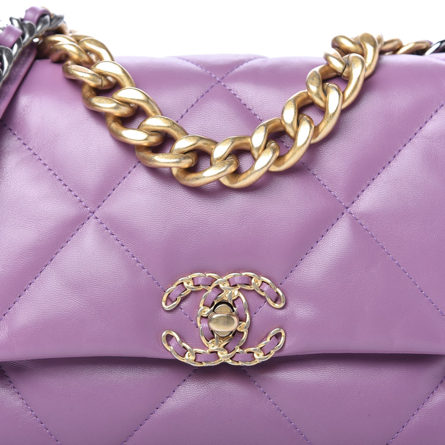 Chanel Goatskin Quilted Large Chanel 19 Flap Purple 10 of 10
