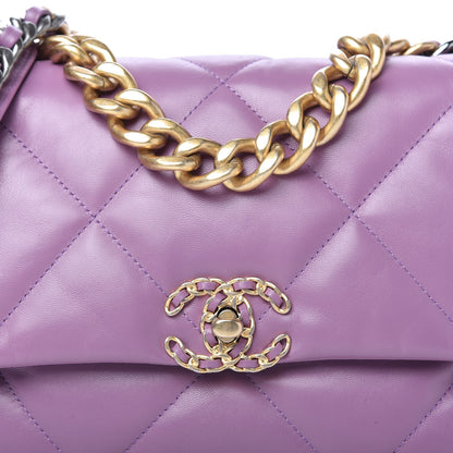 Chanel Goatskin Quilted Large Chanel 19 Flap Purple 10 of 10