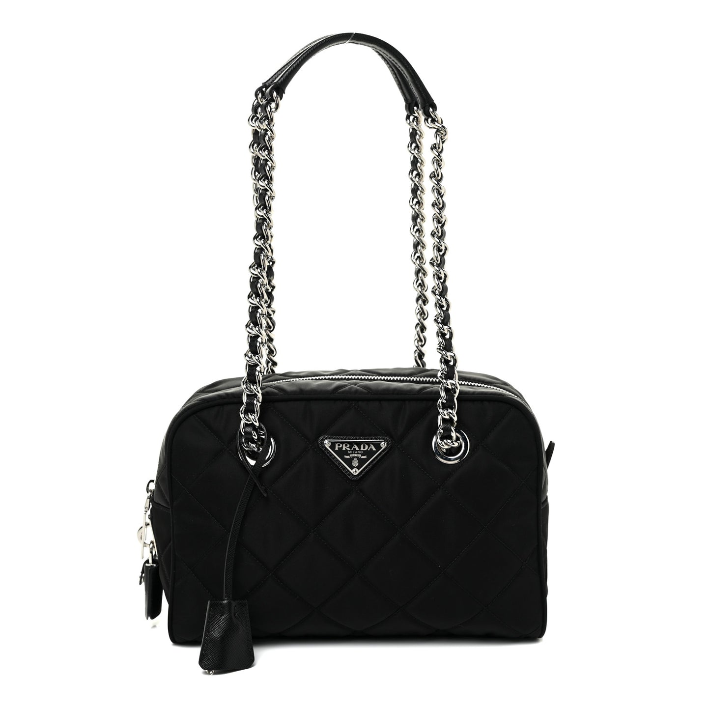 Nylon Tessuto Impuntu Quilted Shoulder Bag Black