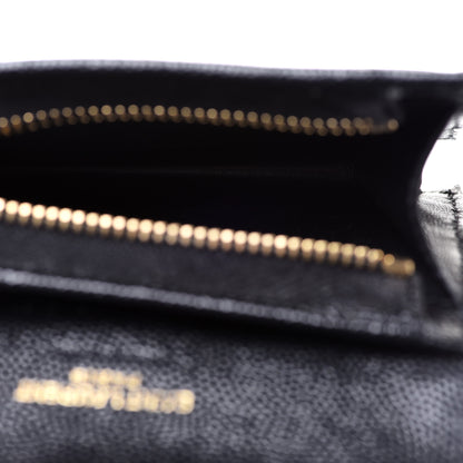 Saint Laurent Grain De Poudre Textured Mixed Matelasse Triquilt Small Monogram Envelope Wallet Black 5 of 7