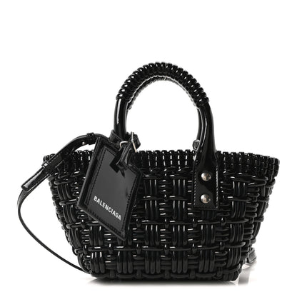 Balenciaga Faux Calfskin Braided Varnished XXS Bistro Basket Black 1 of 9