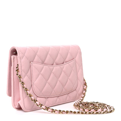 Chanel Caviar Quilted Wallet on Chain WOC Light Pink 3 of 12