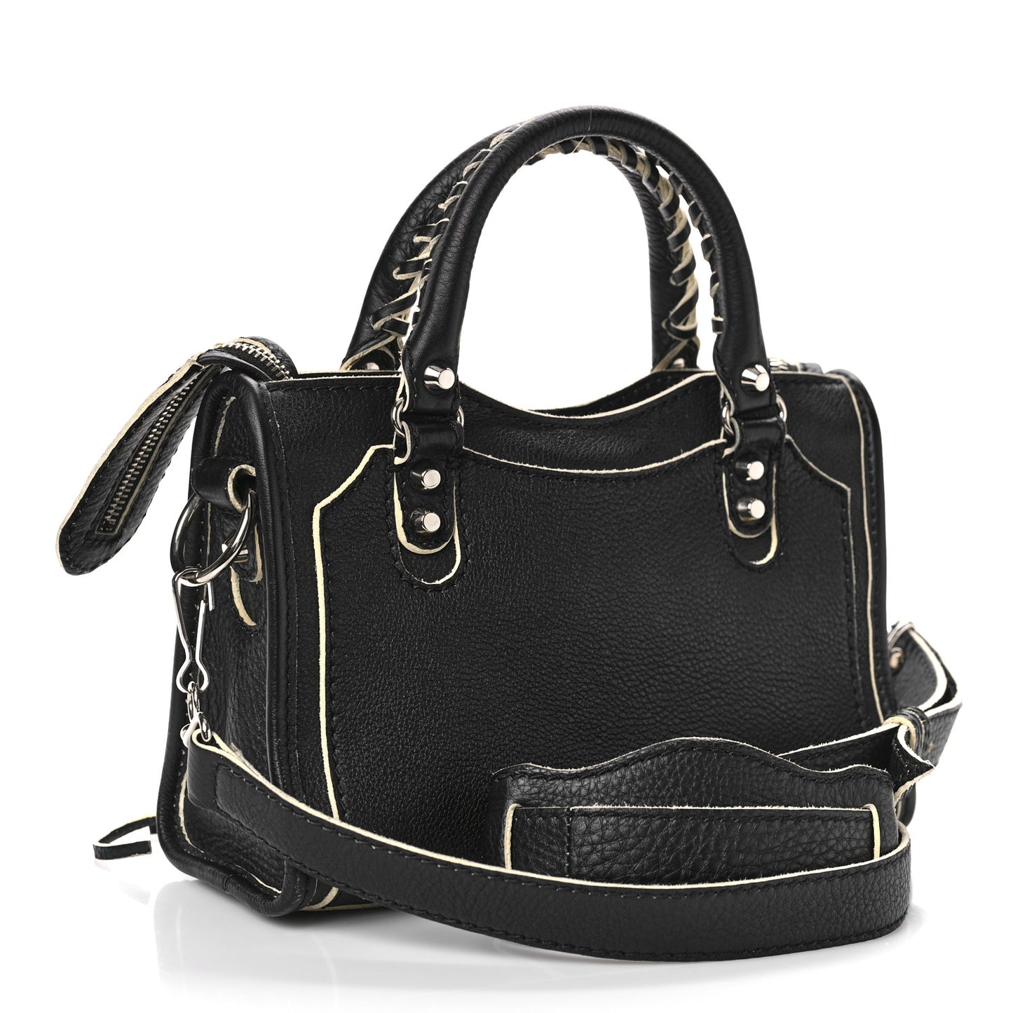 Supple Grained Calfskin Classic Silver Hardware Highlight Mini City Black