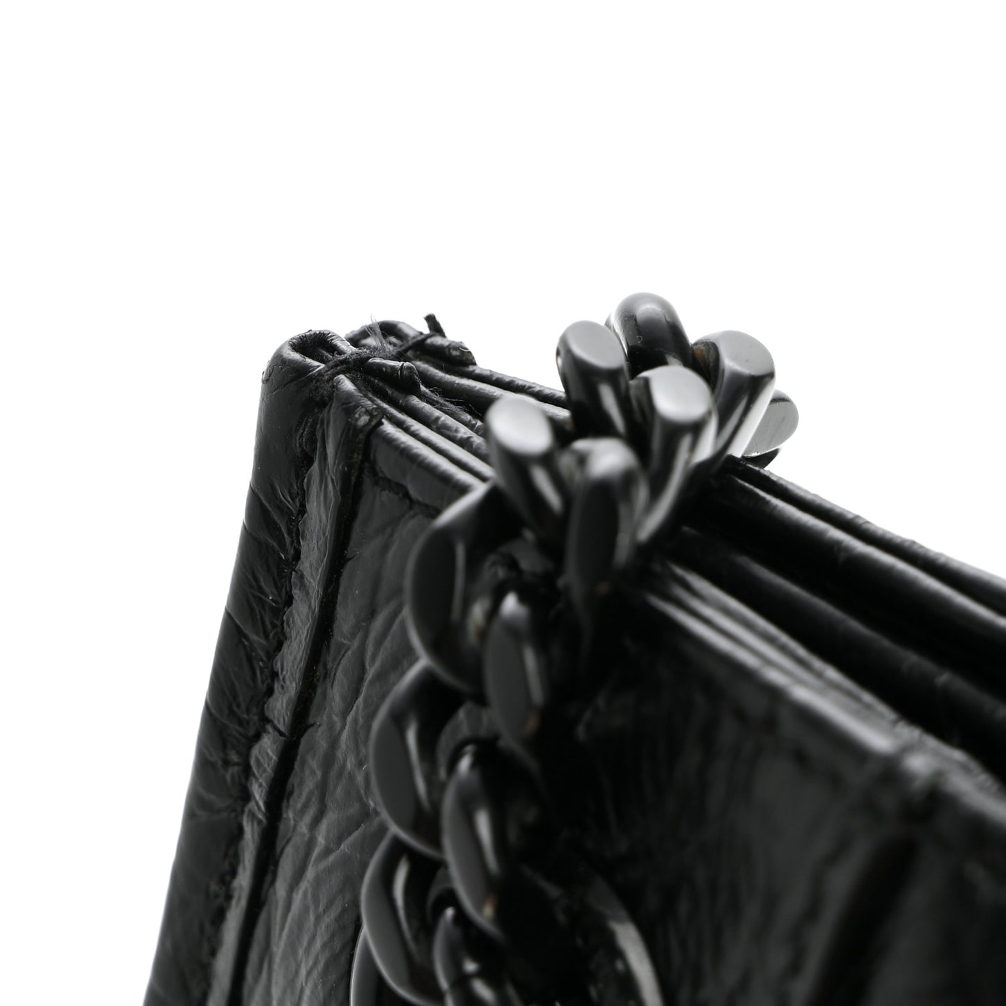 Calfskin Crocodile Embossed Monogram Medium Niki Shopping Bag Black