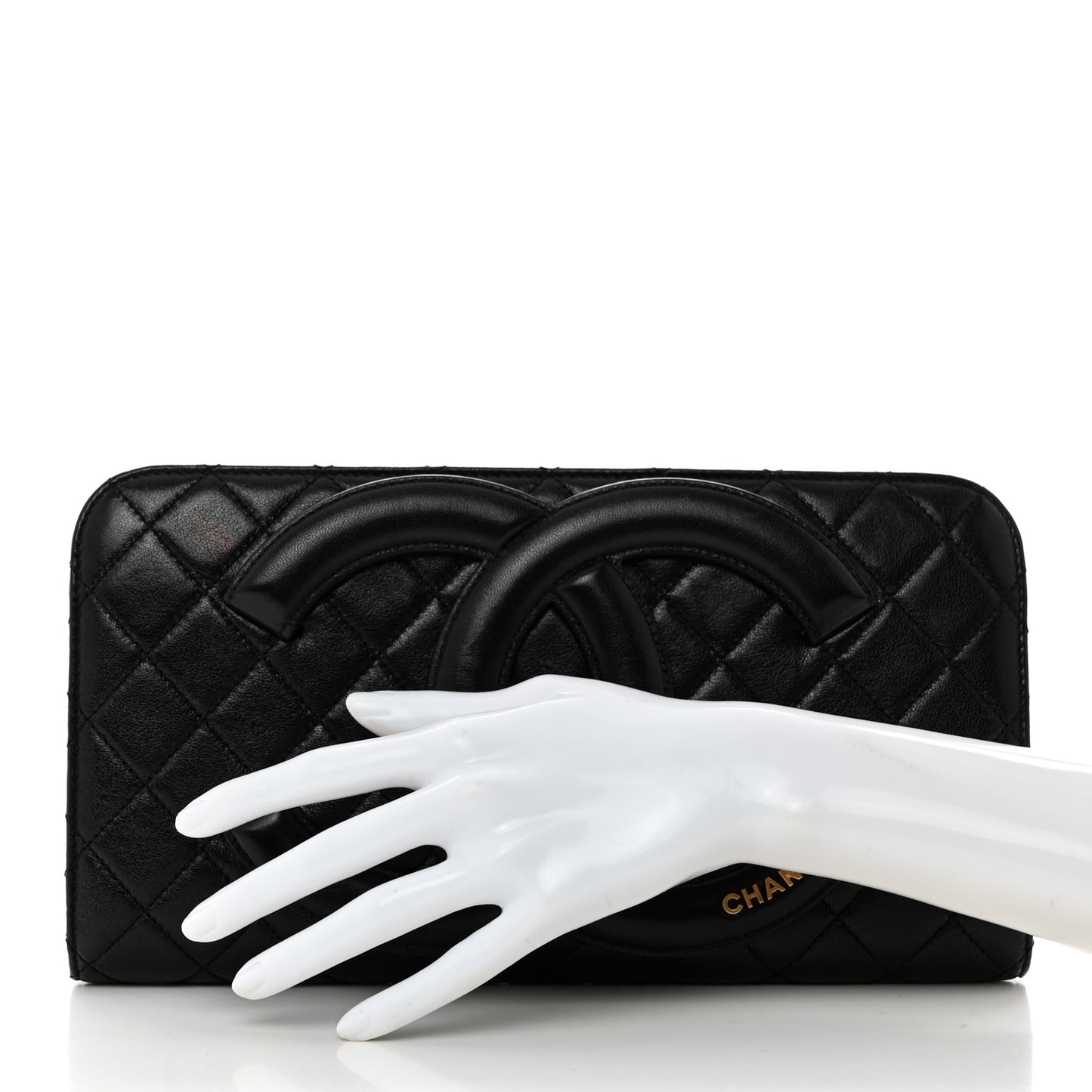 Lambskin Quilted Coco Midnight Clutch Black