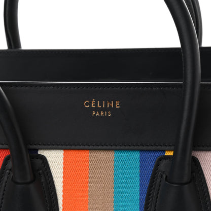 Celine Smooth Calfskin Striped Canvas Micro Luggage 6 of 14