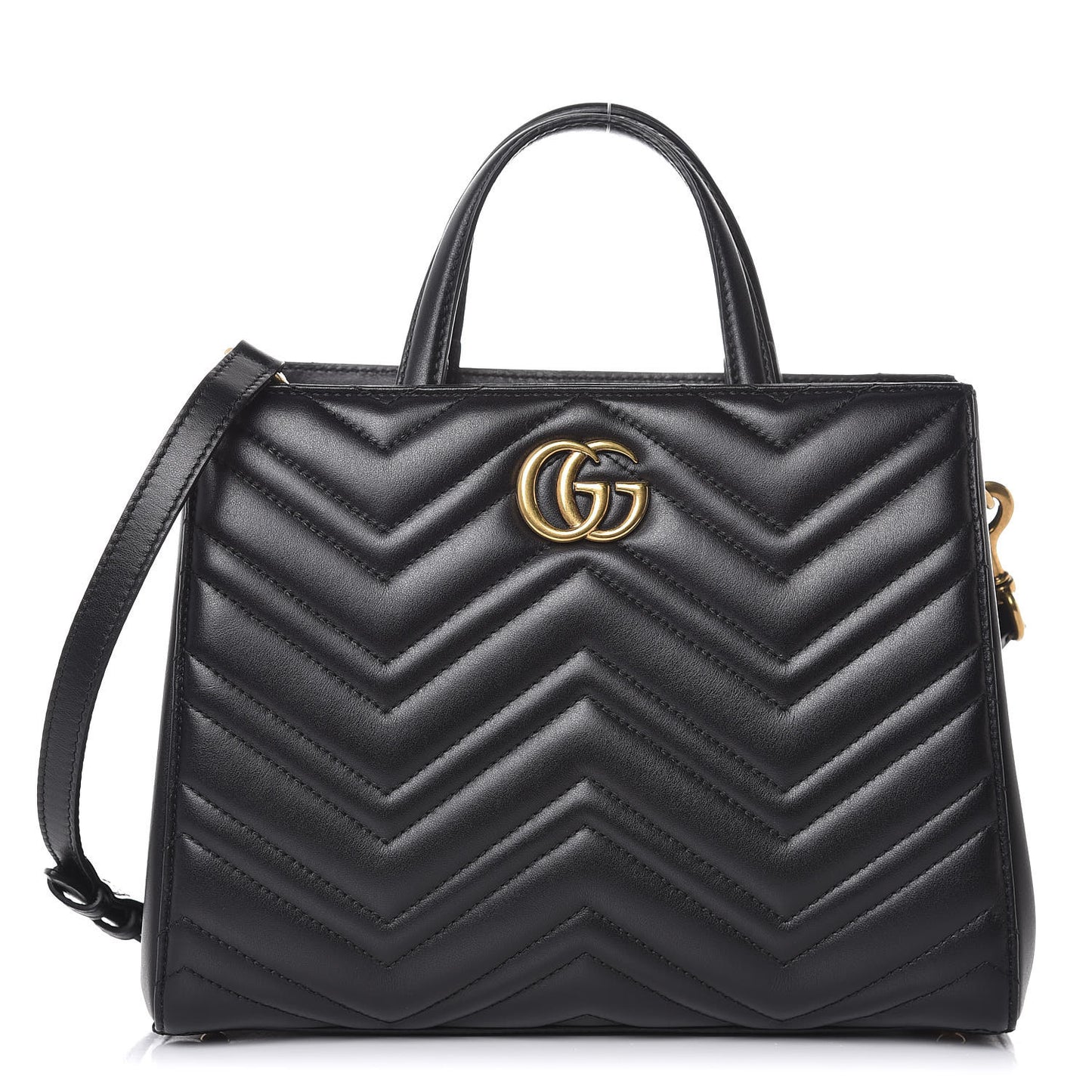 Calfskin Matelasse Small GG Marmont Tote Black