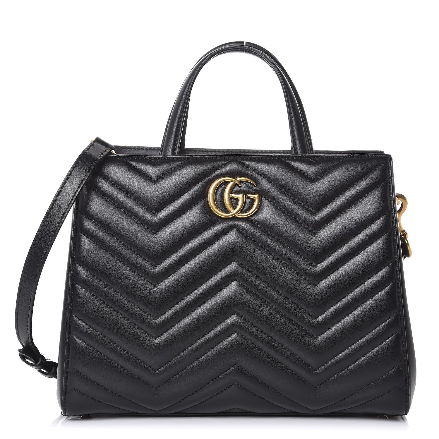 Gucci Calfskin Matelasse Small GG Marmont Tote Black 1 of 8